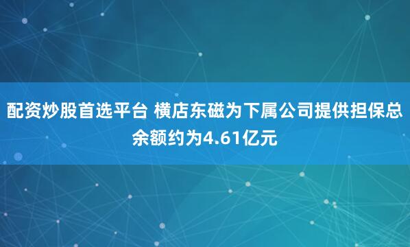 配资炒股首选平台 横店东磁为下属公司提供担保总余额约为4.61亿元